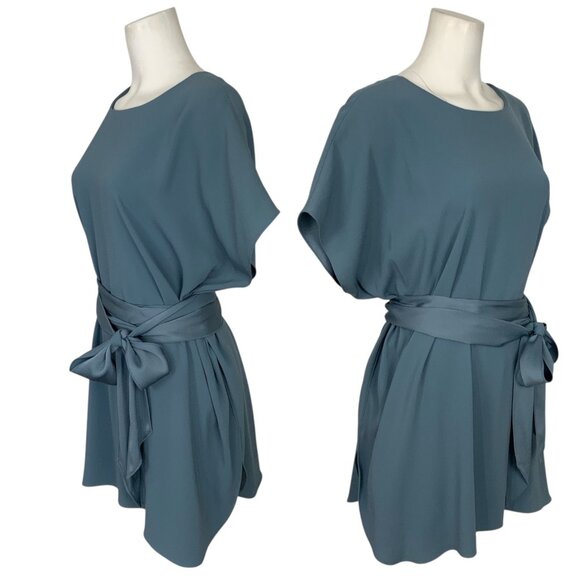 MM LaFleur Selena Top XL Waterfall Blue Sleeveless Tunic Tie Sash Quiet Luxury - Picture 3 of 13